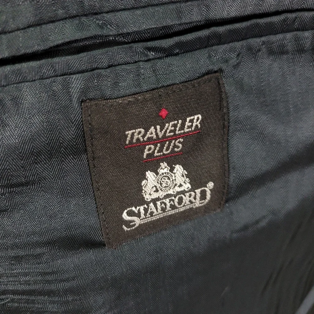 Stafford‎ Traveler Plus Men's Sport Coat Blazer Two Button Navy Wool Blend 48L